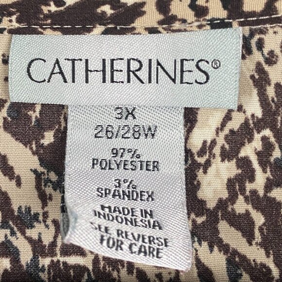 Catherines Half Zip Pullover Tunic Size 3X Black Tan Stretch Blouse - Picture 4 of 10